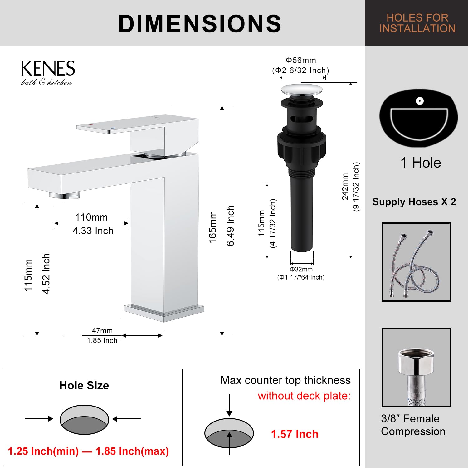 KENES LJ-9031-5 fingerprint-free chrome finish resists smudges.