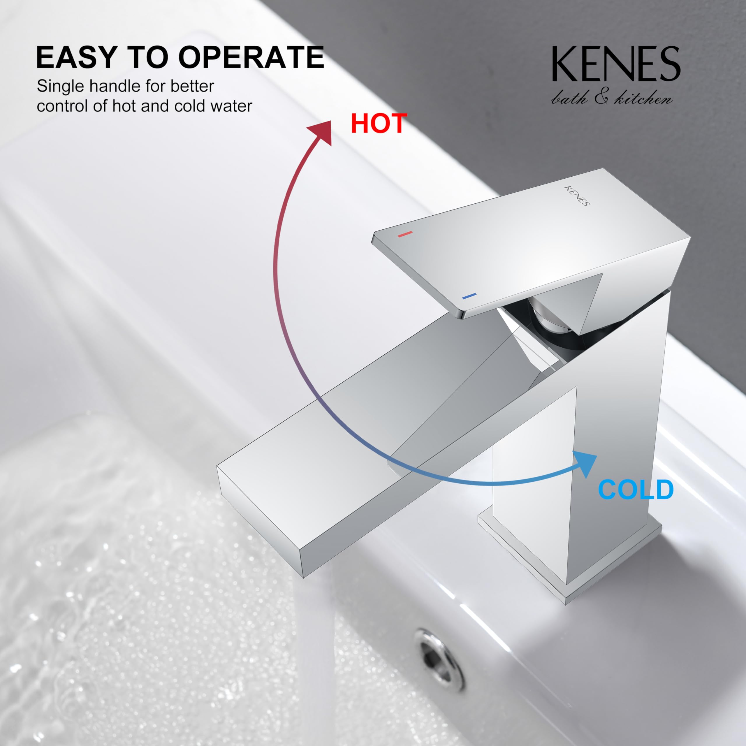 KENES LJ-9031-5 pop-up drain included for a tidy vanity.