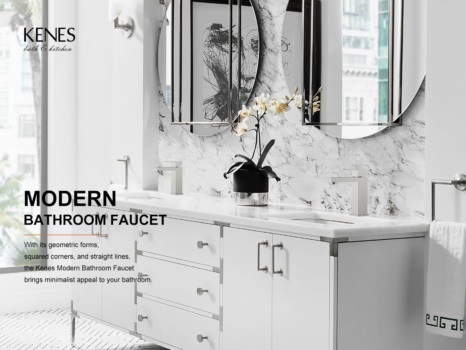 KENES LJ-9031 pop-up drain shown for easy basin drainage and maintenance.
