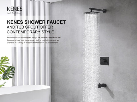 KENES tub spout with diverter in matte black for easy transitions