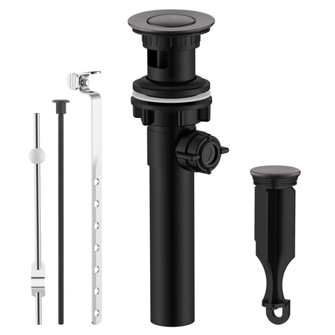 KENES oil rubbed bronze bathroom sink drain with lift rod for quick drainage.