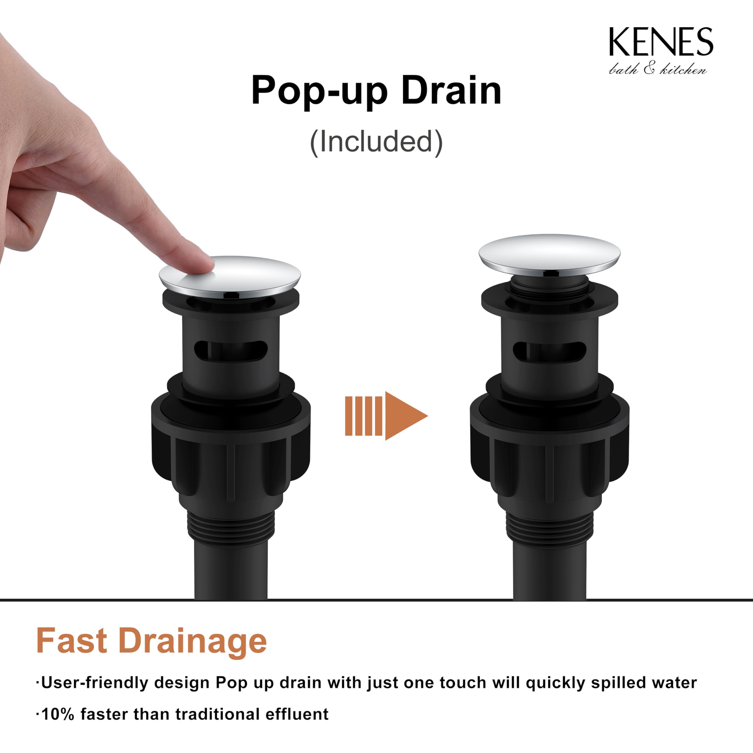 KENES polished chrome widespread faucet quality-tested components ensure reliable daily use.