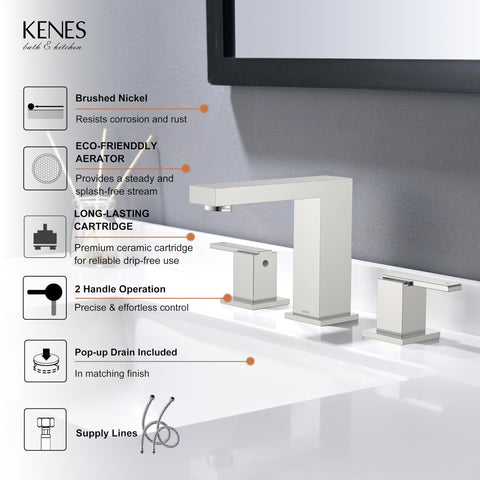 KENES pop-up drain included for seamless sink assembly.