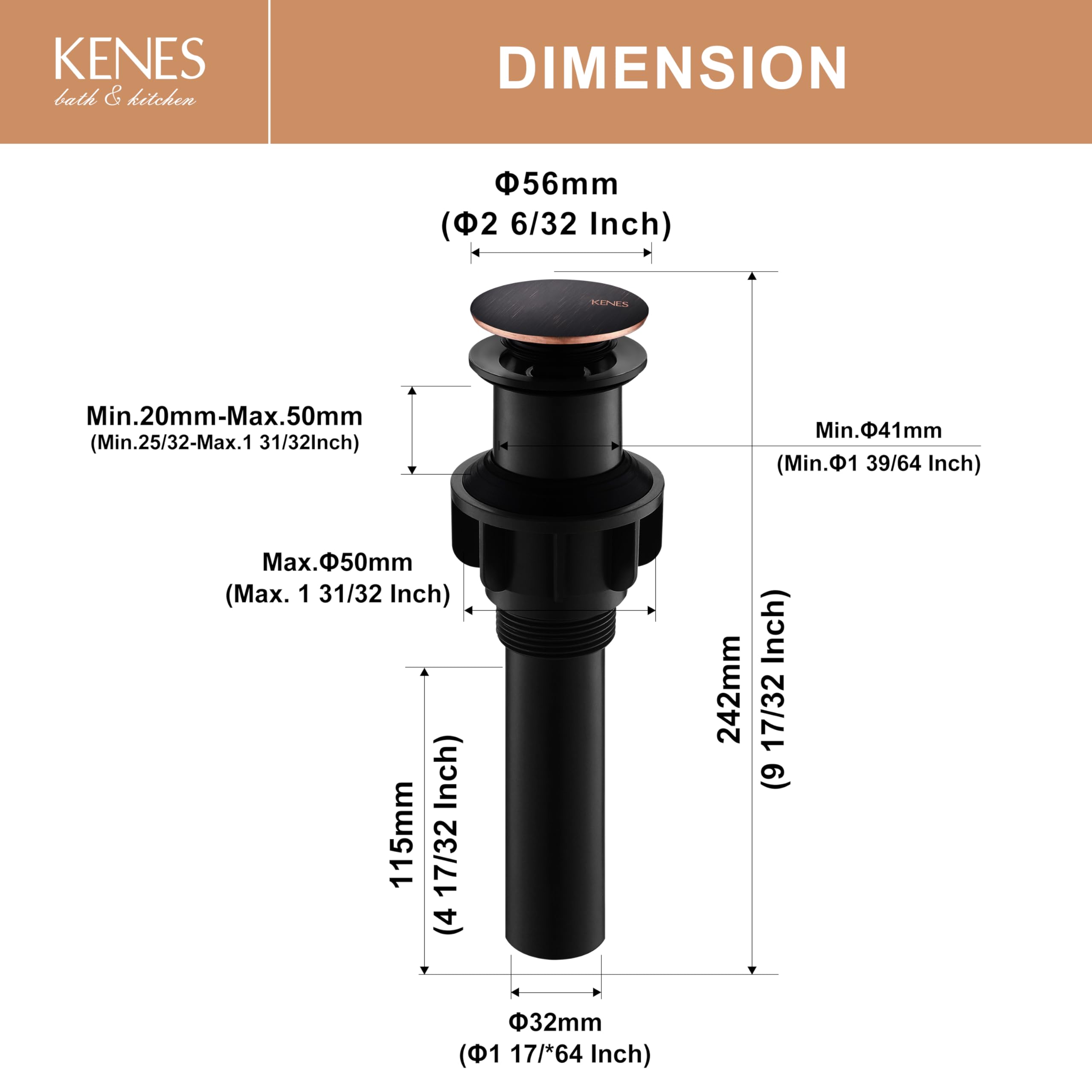KENES universal 1-3/4 inch drain fits most sinks.