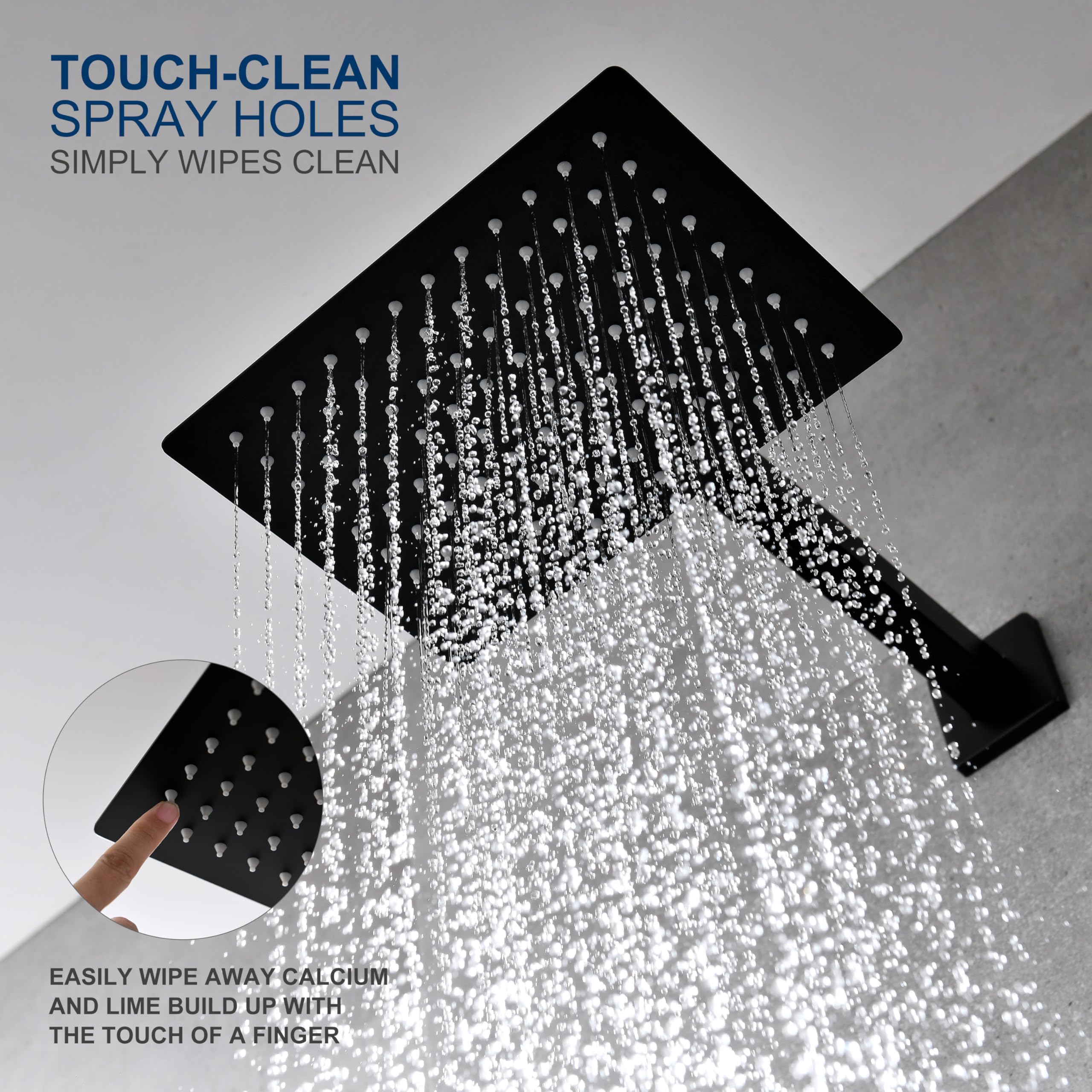 KENES wall-mounted matte black shower faucet set for sleek installation