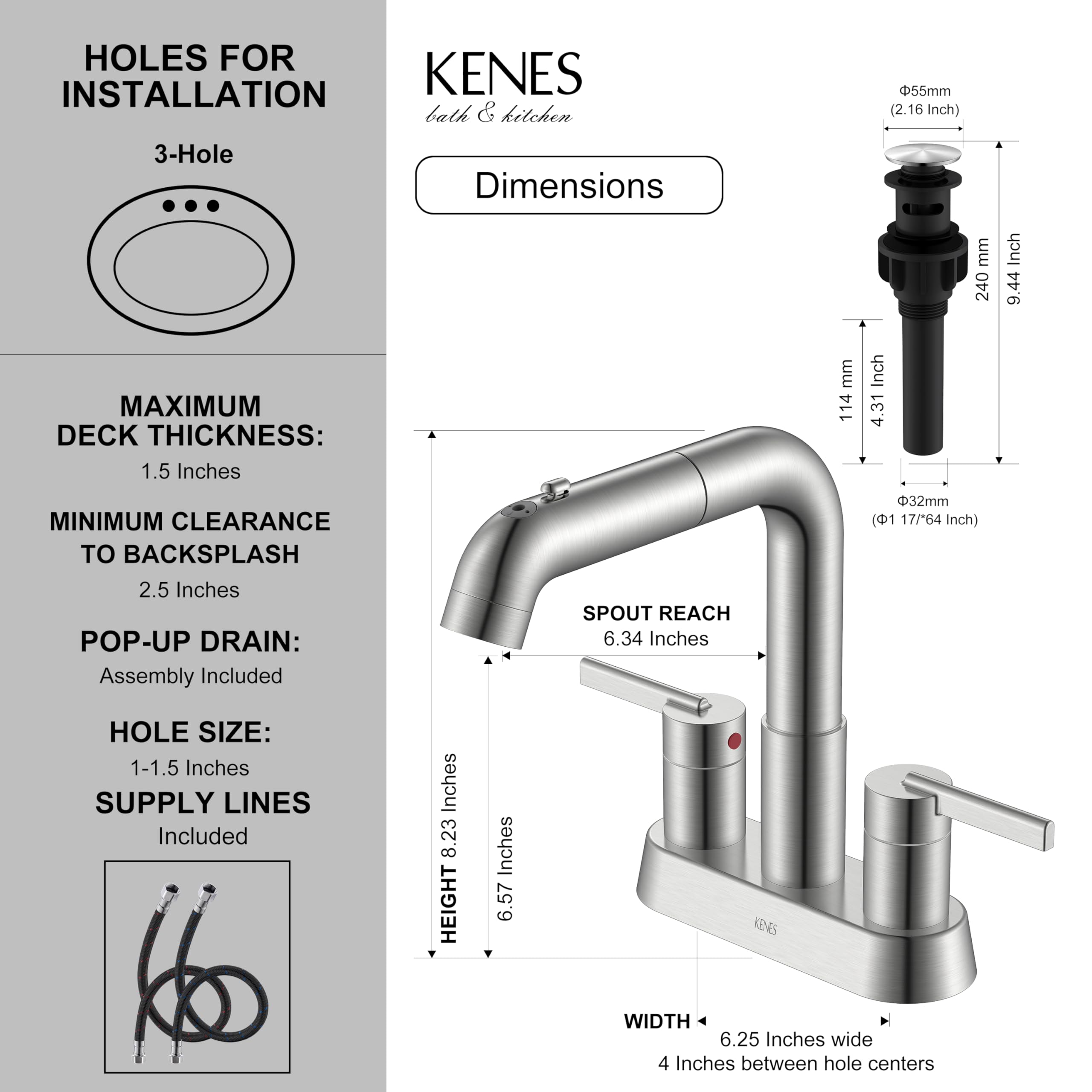 KENES wrench-free installation with audible connection confirmation
