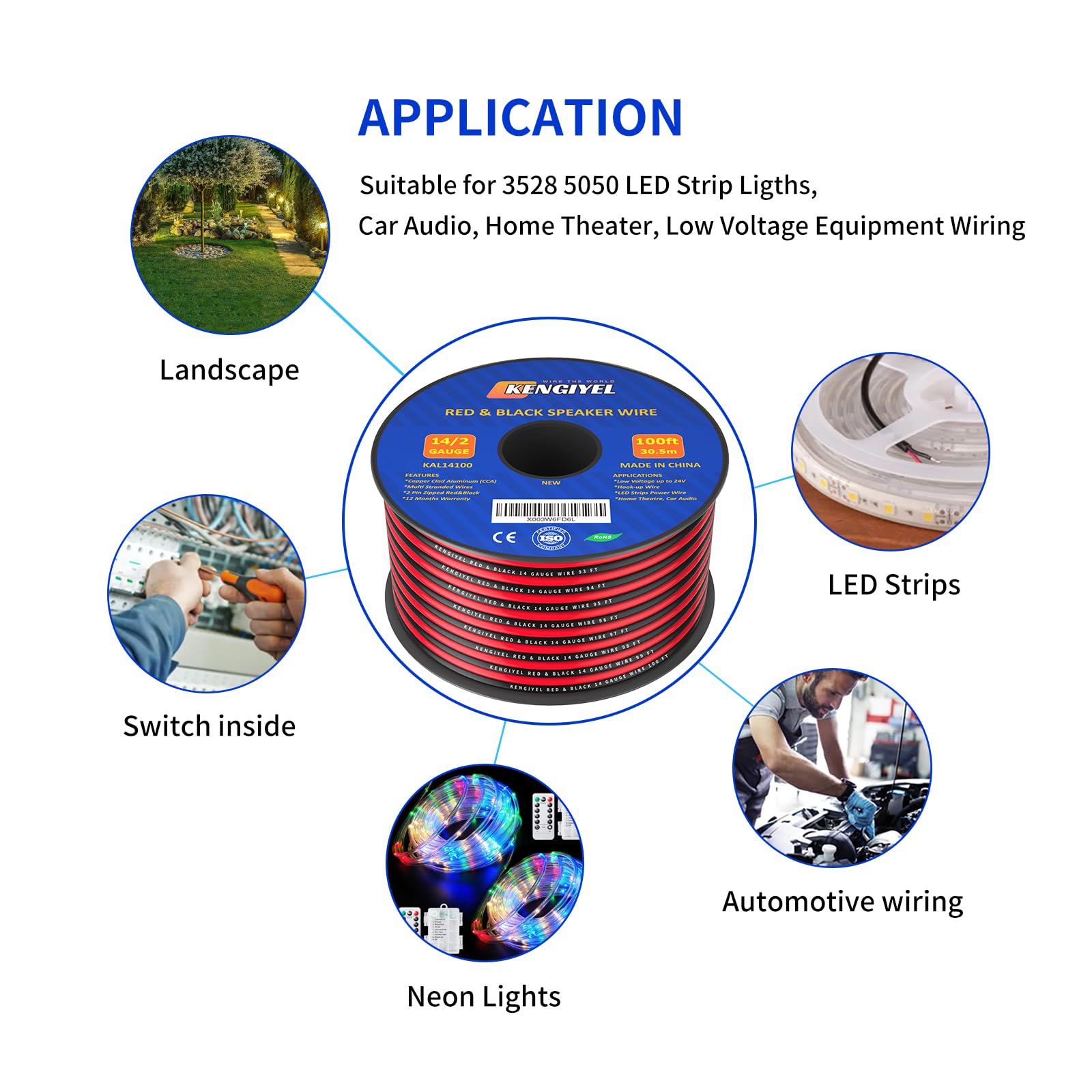 KENGIYEL easy peel and cut 14awg cable for DIY projects