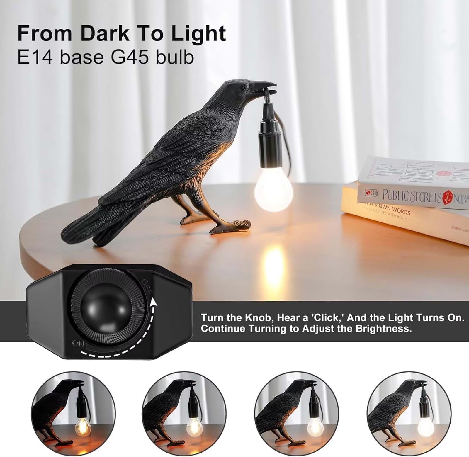 KENJIEY Raven Lamp Gothic decor accent for living room ambience