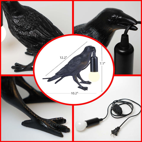 KENJIEY Raven Lamp resin detail highlights lifelike crow features