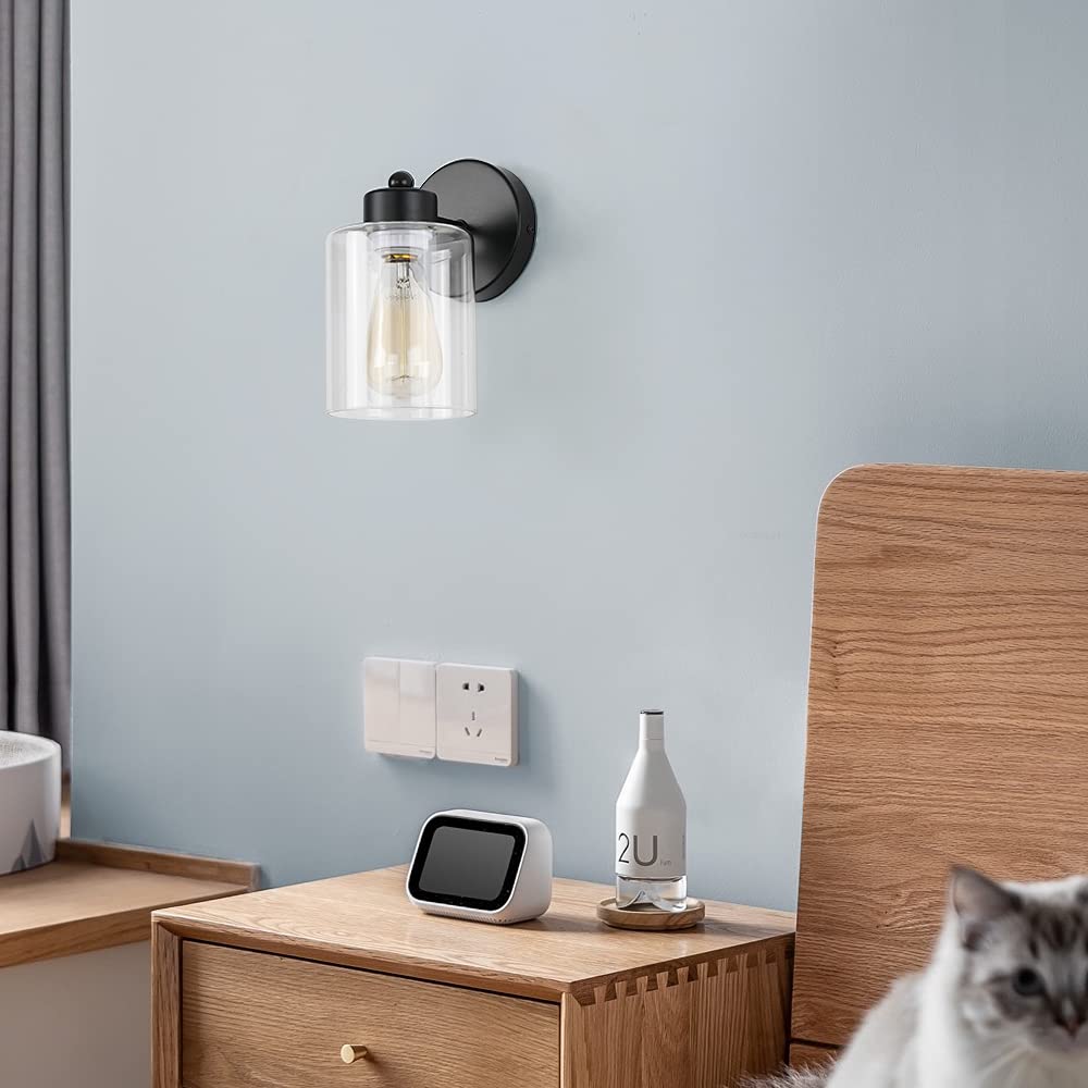 KENMI wall sconce matte black body adds timeless style