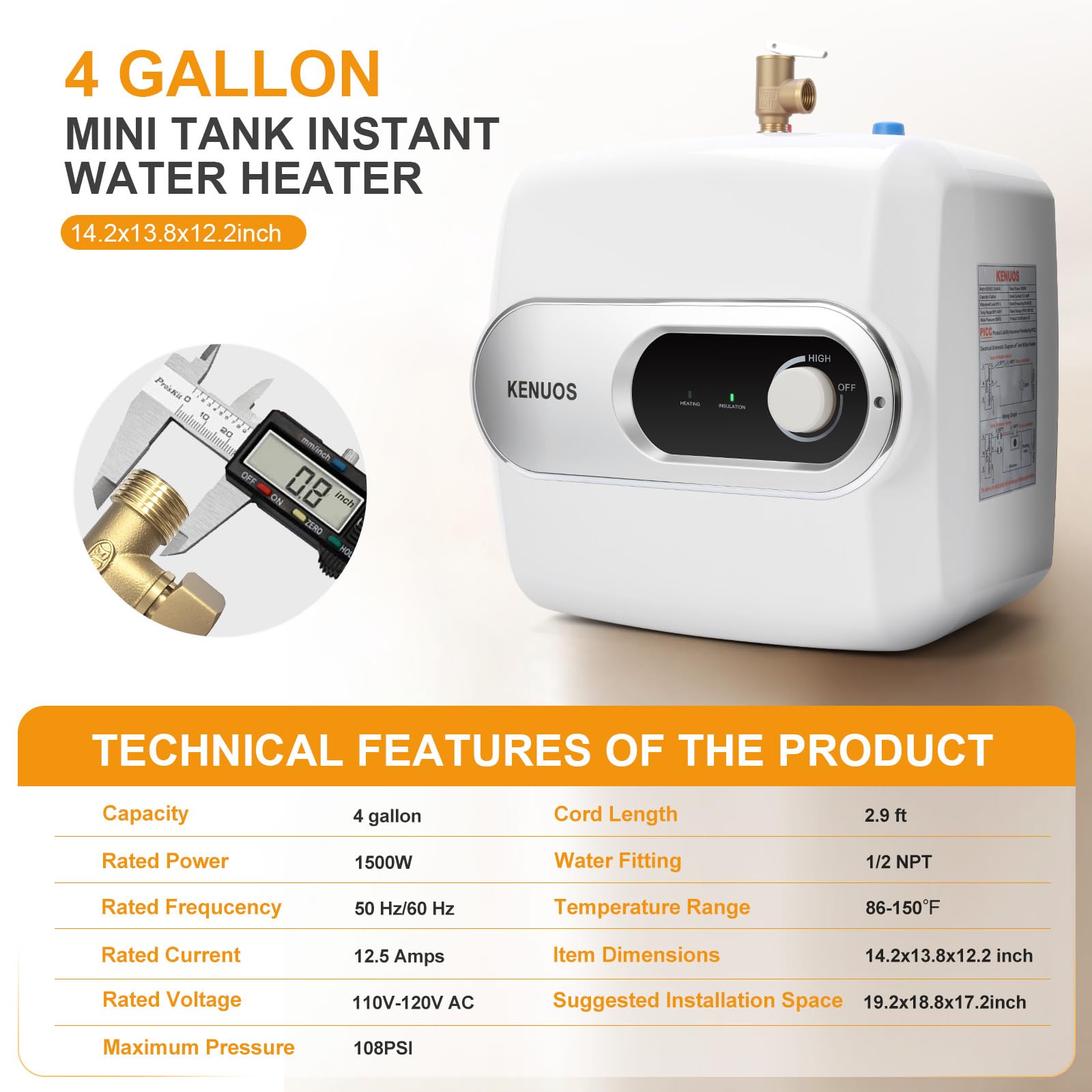 KENUOS provides fast hot water for kitchen tasks.
