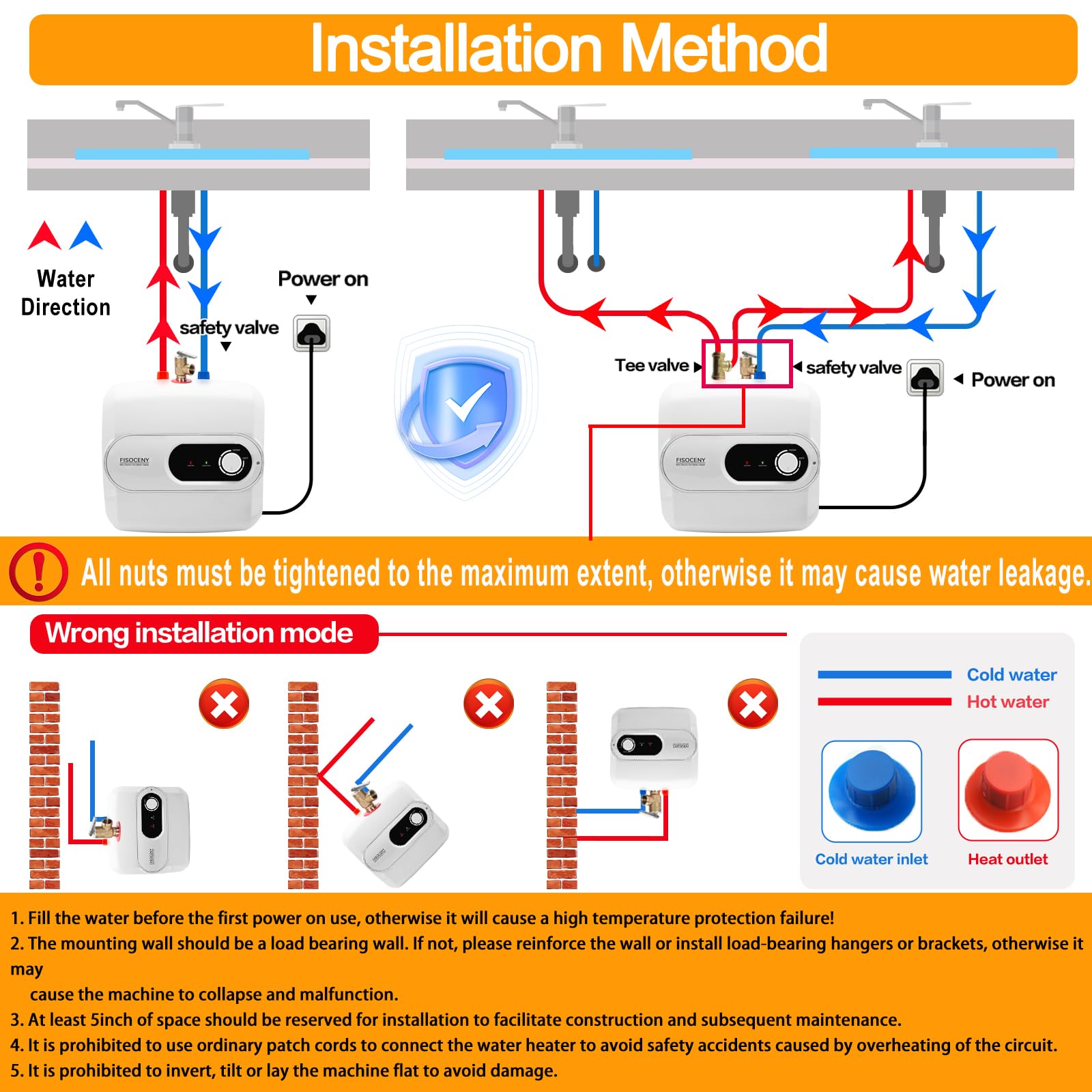 KENUOS heater in kitchen bathroom or camper demonstrates versatile hot water supply