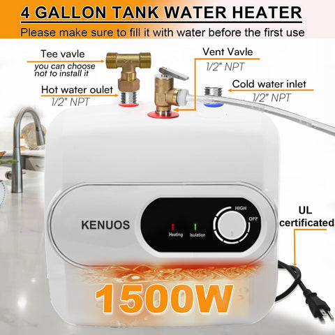 KENUOS water heater pipe connections 1 2 inch NPT for easy setup