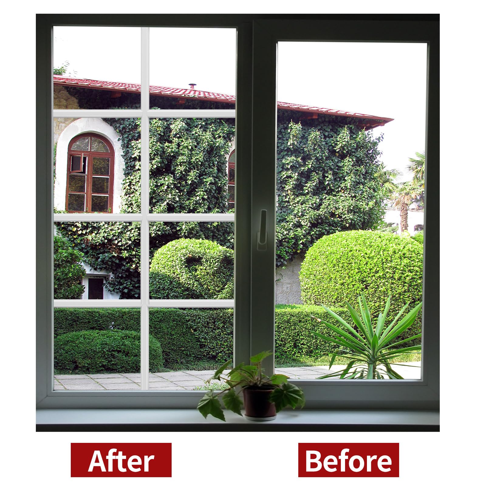 KEOHOLI white window trim grid in kitchen enhances decor flexibility.