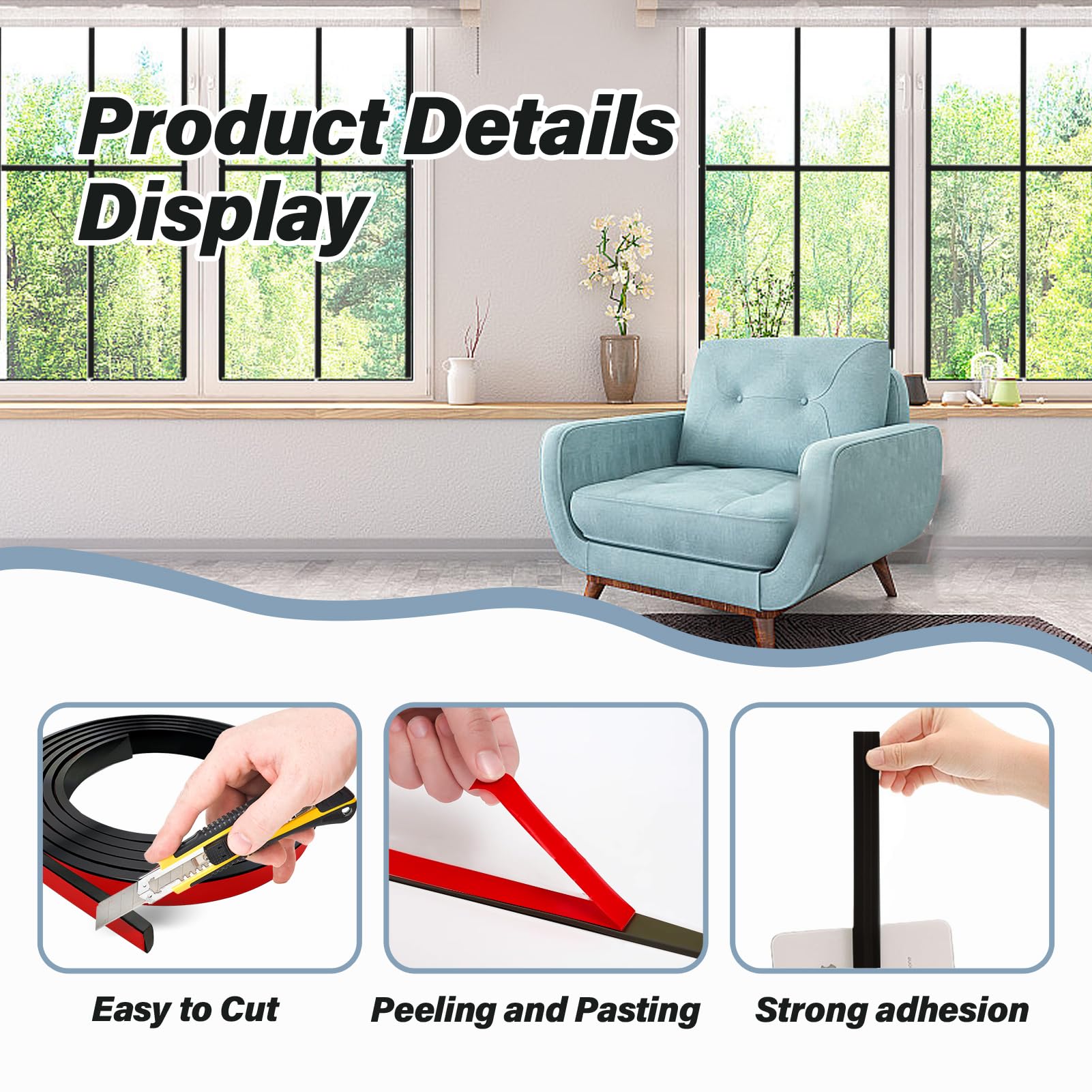 KEOHOLI window grid kit 0.6-inch wide profile for slim looks.