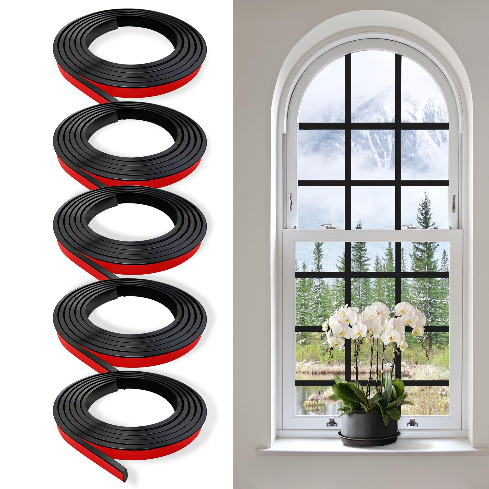 KEOHOLI window grid kit packaged in black for quick, tool-free window styling.