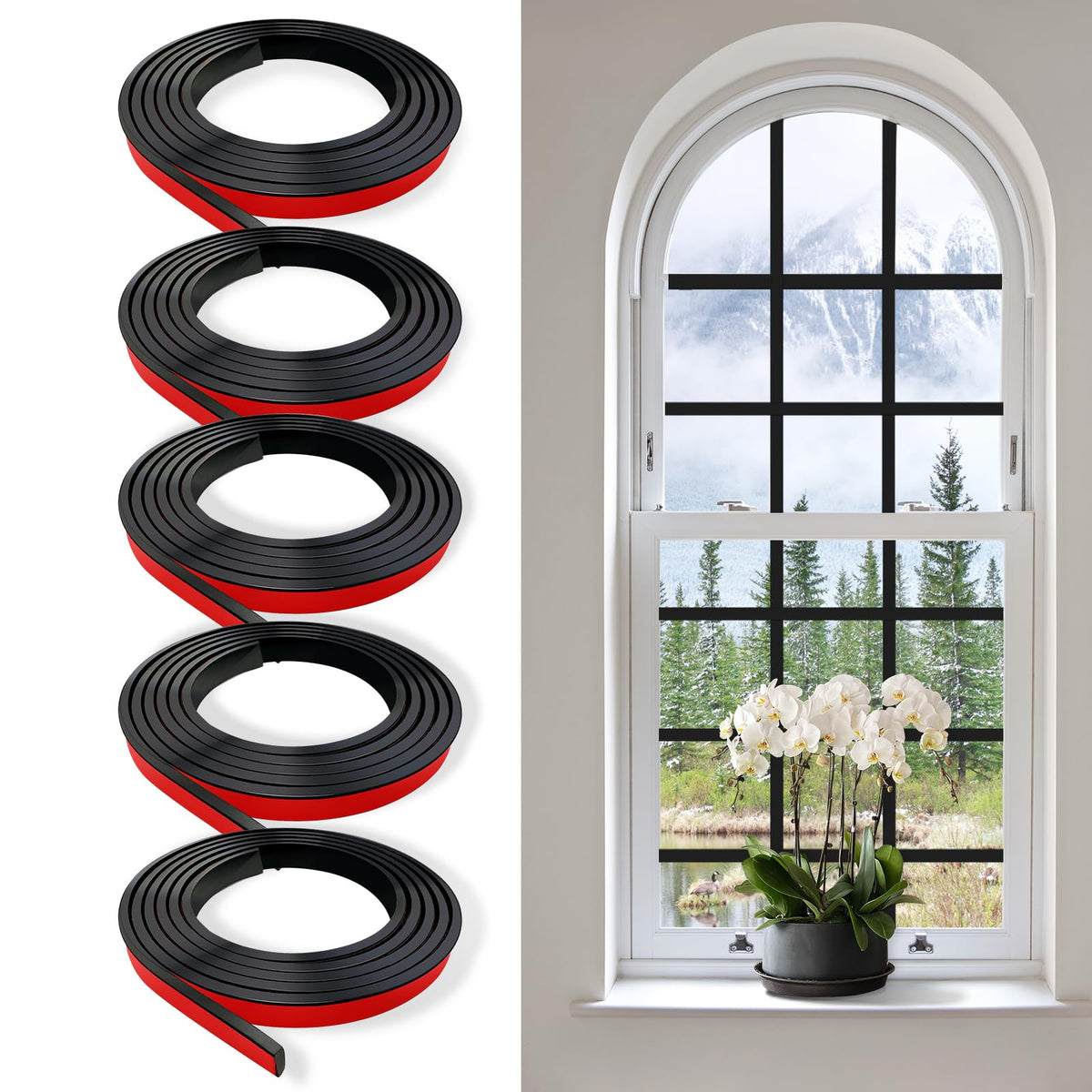 KEOHOLI window grid kit packaged in black for quick, tool-free window styling.