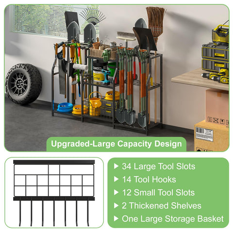 Keomaisyto garden tool organizer showing forty-eight inch length for ample space.