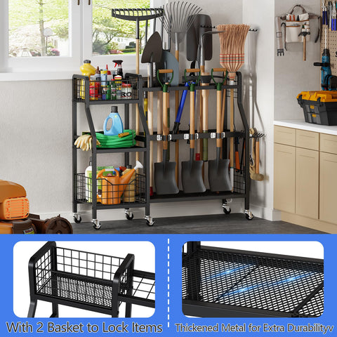 Keomaisyto three-tier rack offers vast storage for yard tools