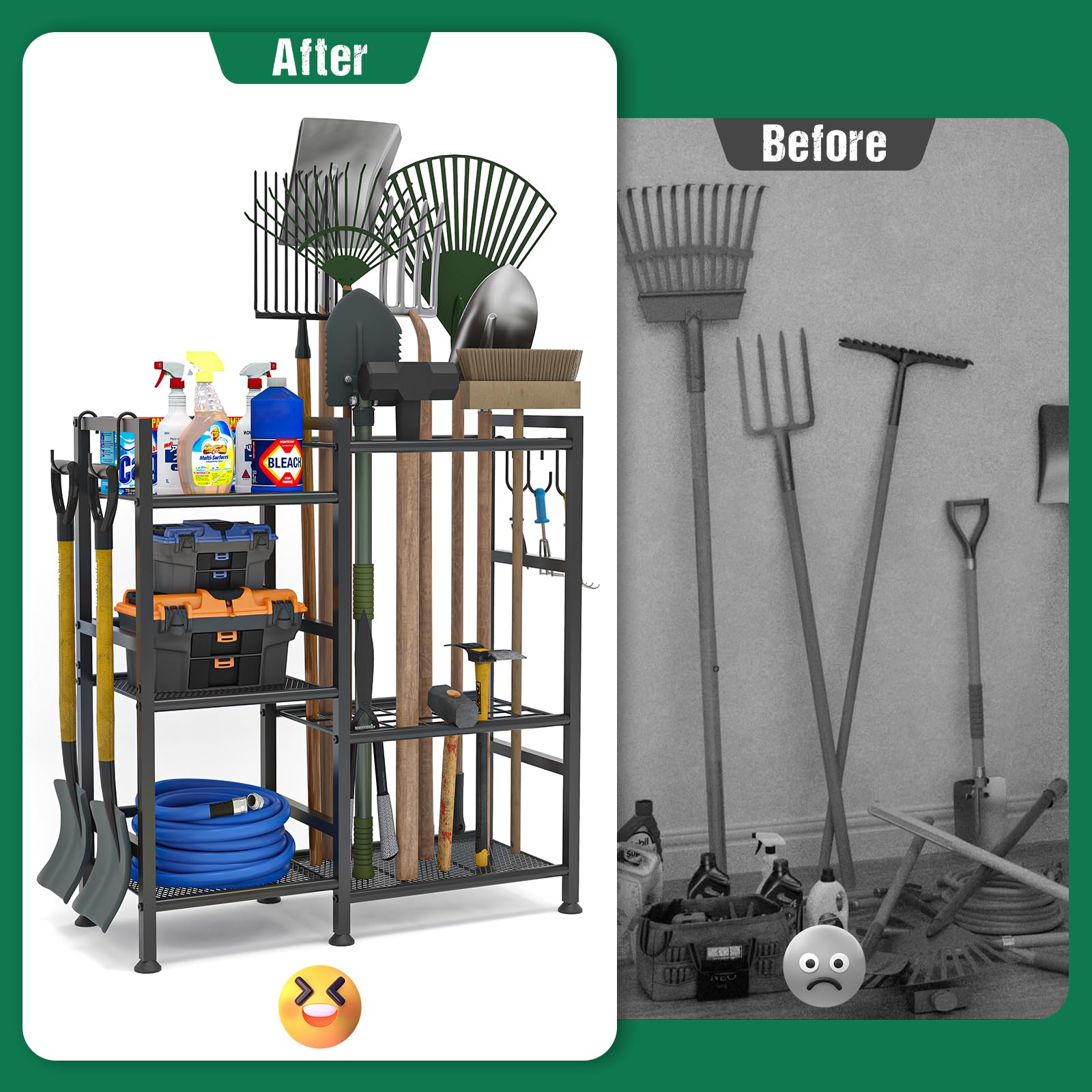 Keomaisyto powder-coated finish resists corrosion in sheds and garages.