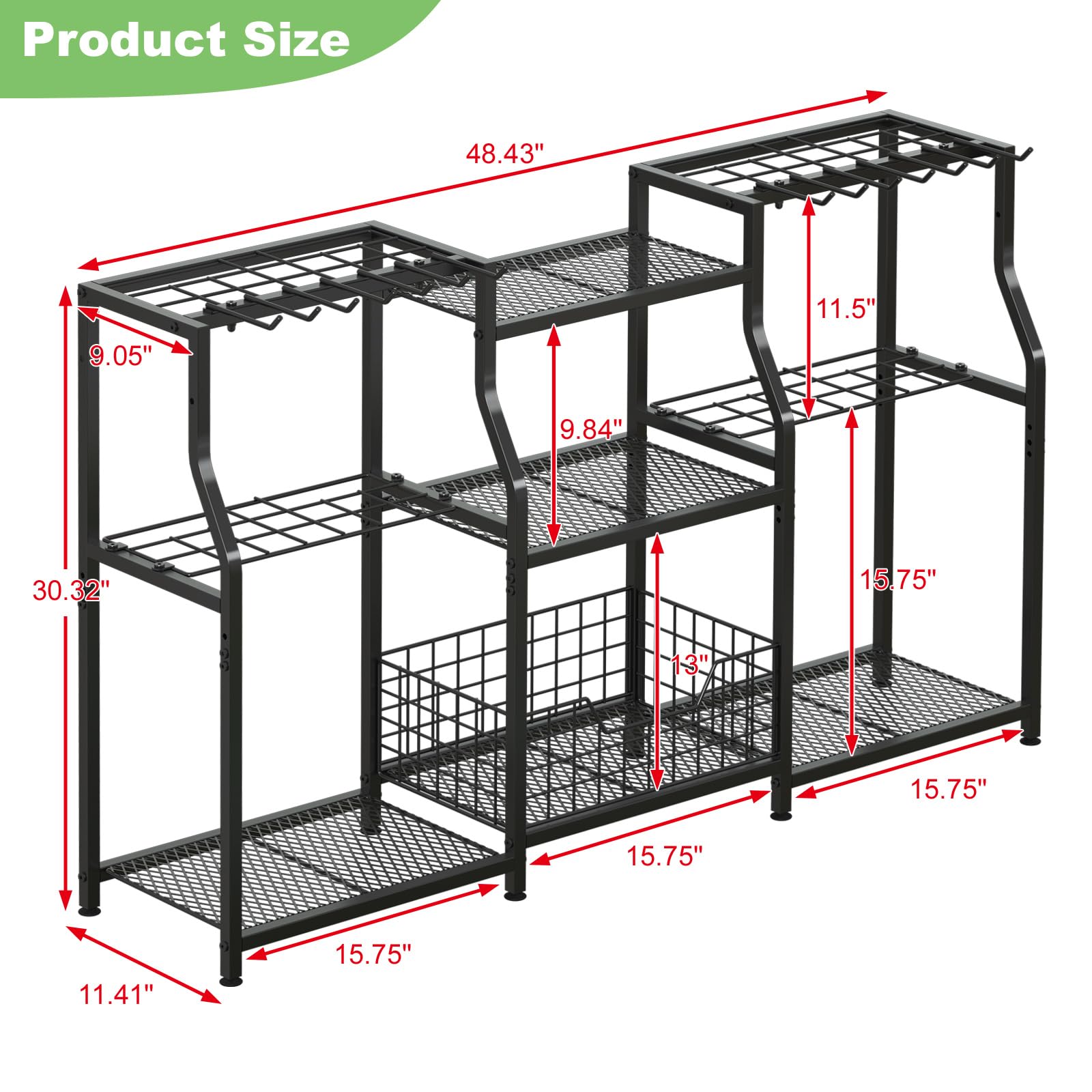 Keomaisyto heavy-duty steel tool rack designed for garden and shed use.