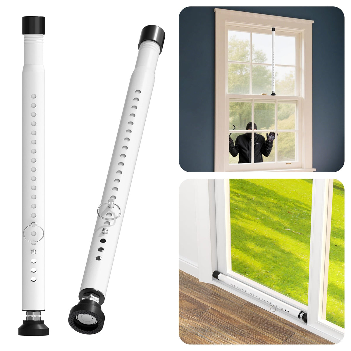 Keplrend window security bar in assembly secures windows with a sturdy, rust-resistant frame.