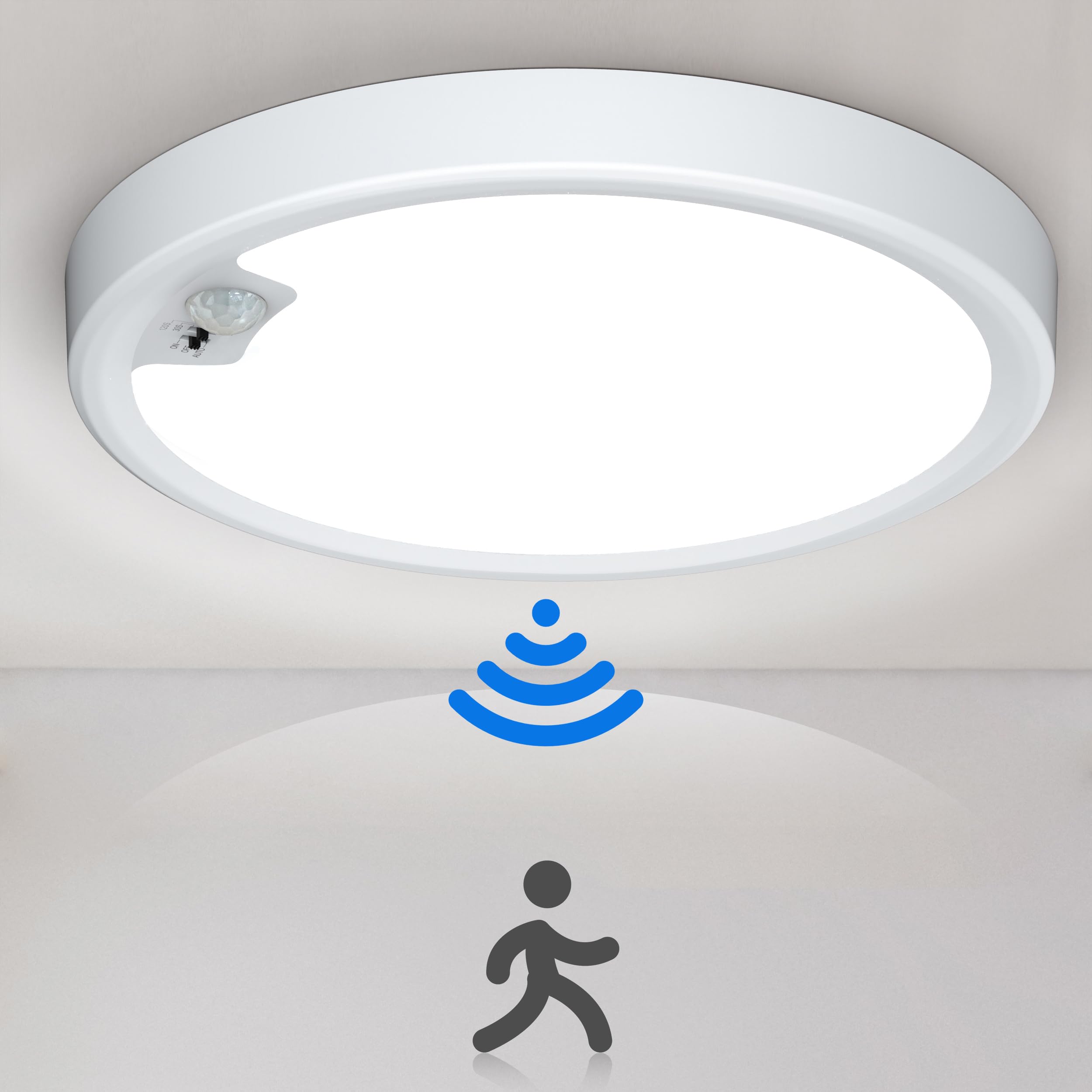 KEPLUG motion-sensor ceiling light front view for easy hallway illumination.