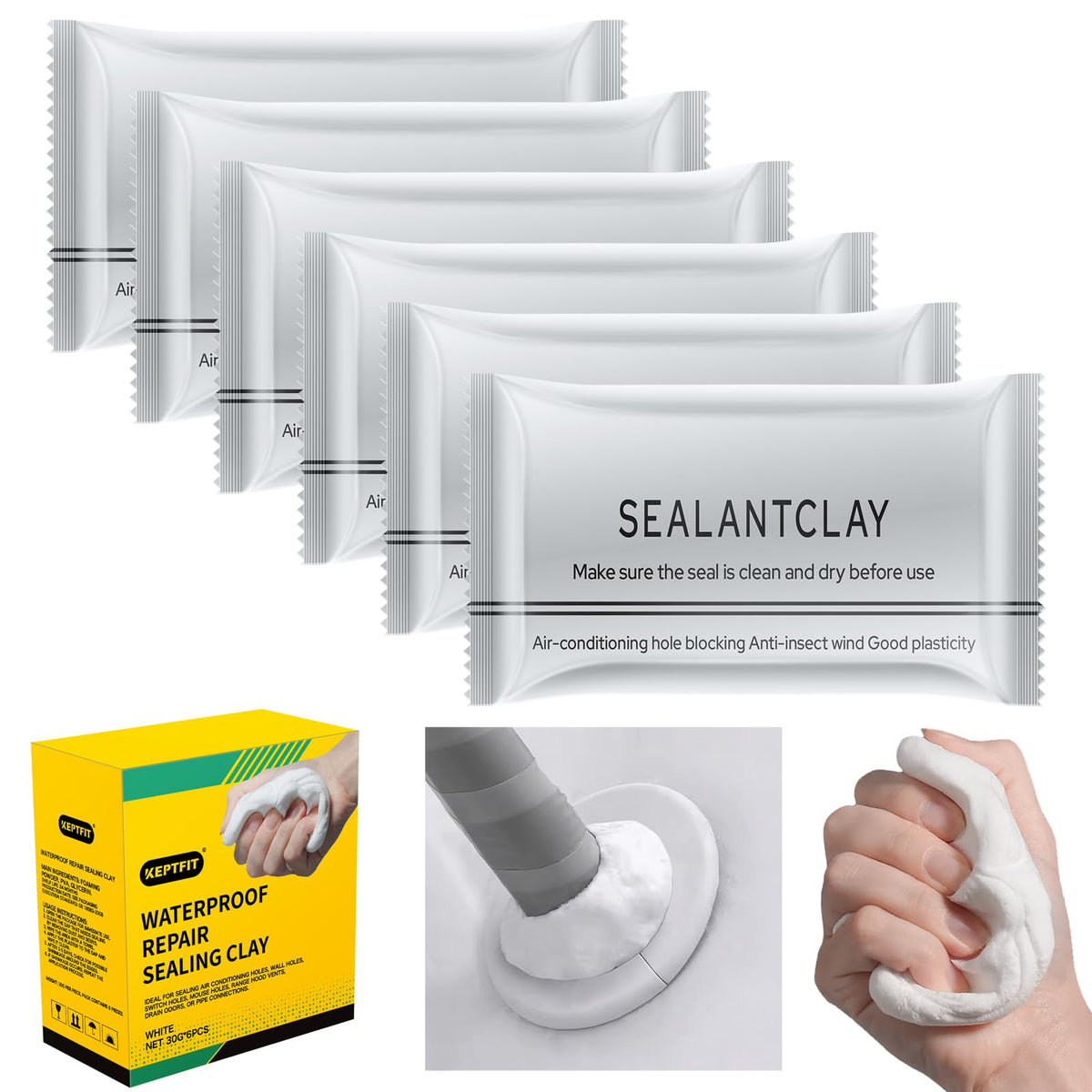 KEPTFIT white waterproof sealant packaging for quick home repairs