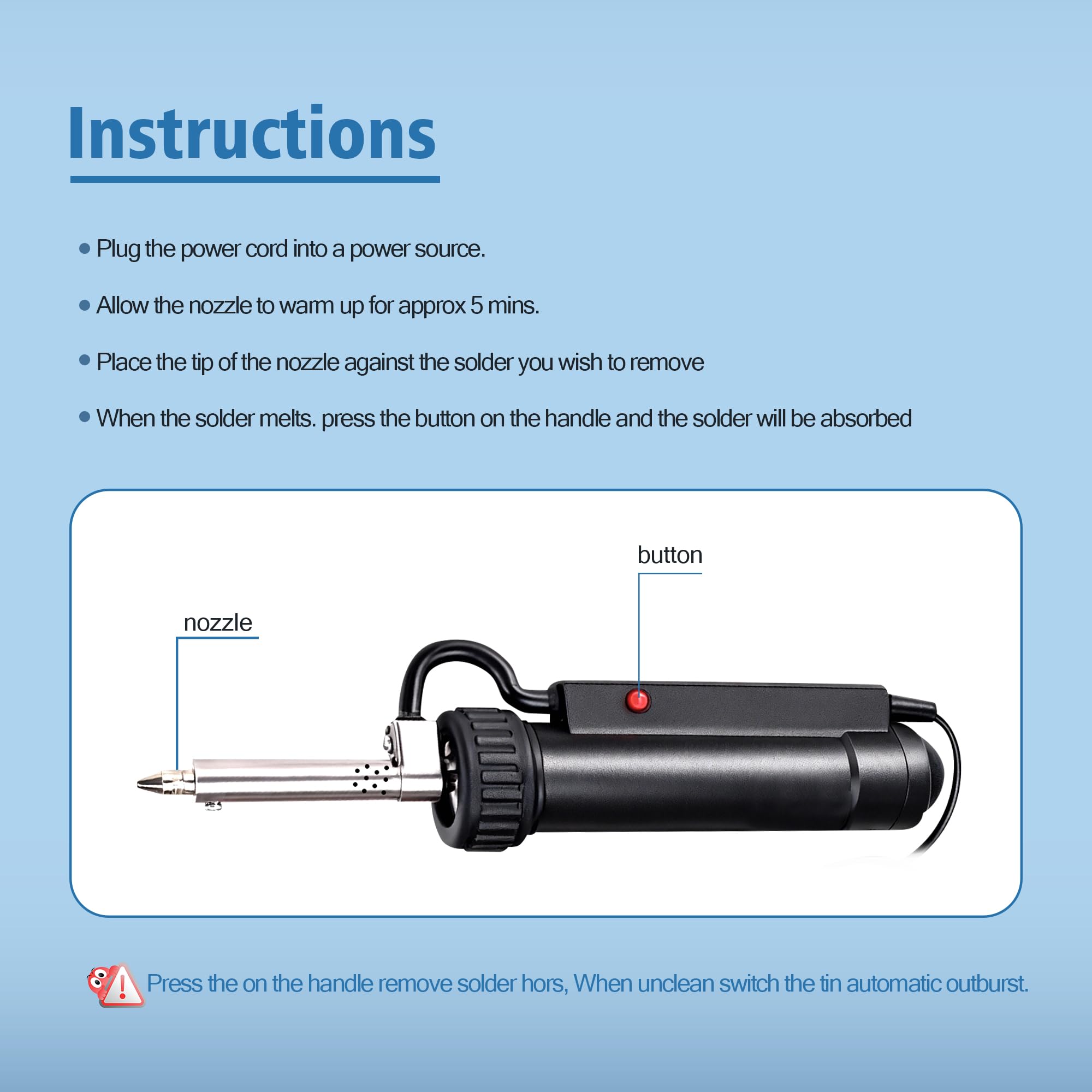 KERBIY compact desoldering pump enables one-hand operation