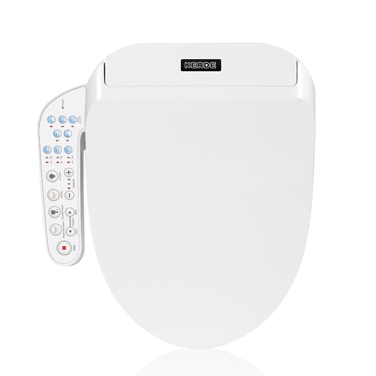 KERDE electric bidet seat front view highlighting luxurious cleansing and modern design.