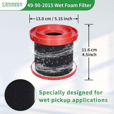 Kerneed 49-90-2015 foam wet filter for Milwaukee 0880-20, water pickup ready