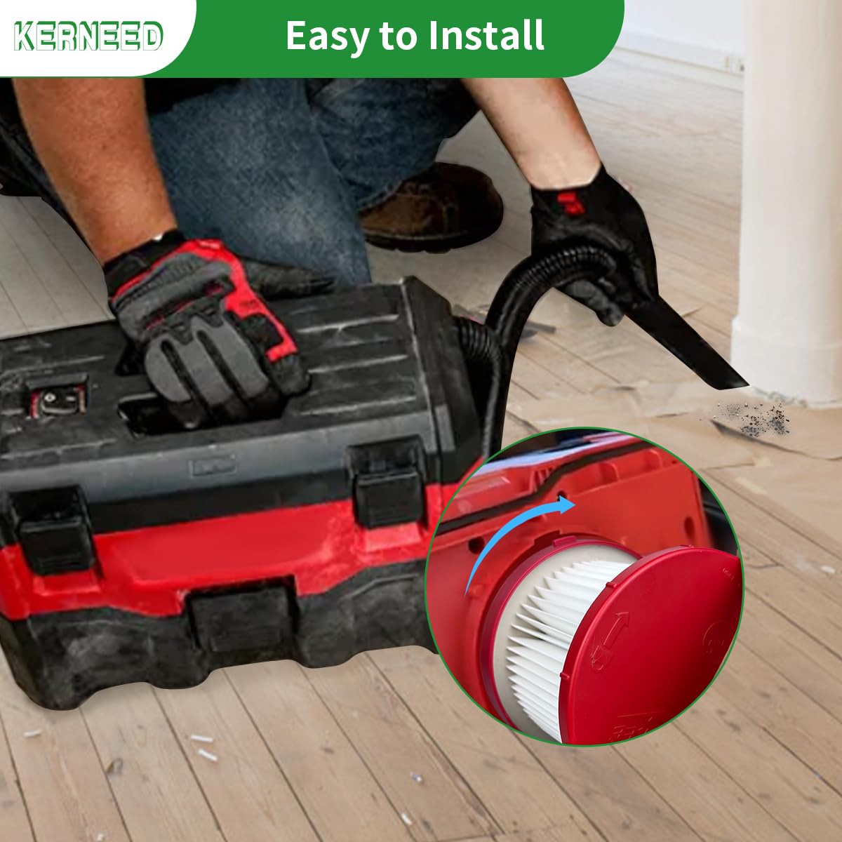 Kerneed cleaning brush kit for Milwaukee vacuums, easy filter maintenance