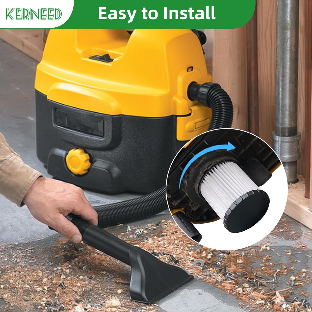 Kerneed DCV5801H packaging includes 3 filters, 6 sleeves, and a brush.