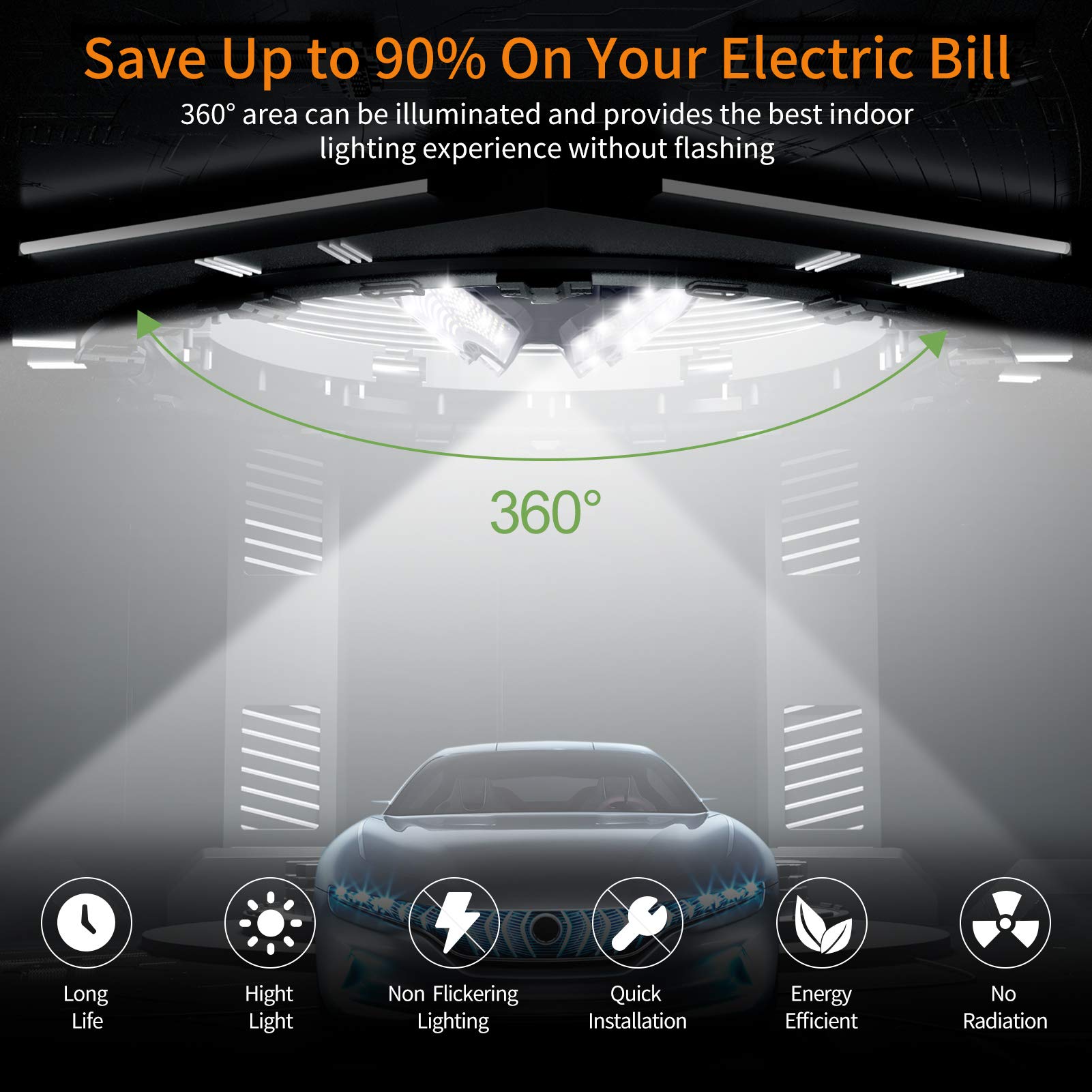 KERNOWO LED Garage Light is easy to install on E26/E27 sockets.