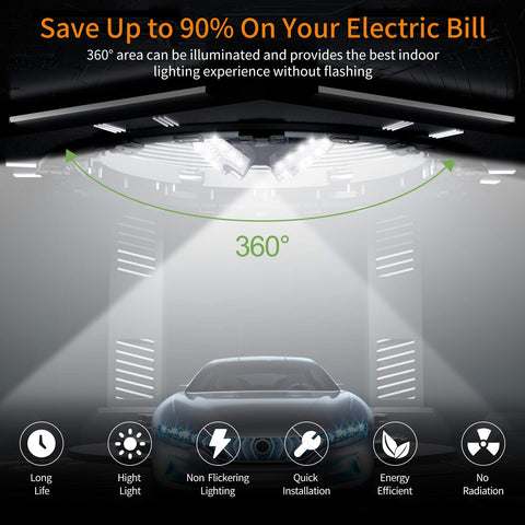 KERNOWO LED Garage Light is easy to install on E26/E27 sockets.