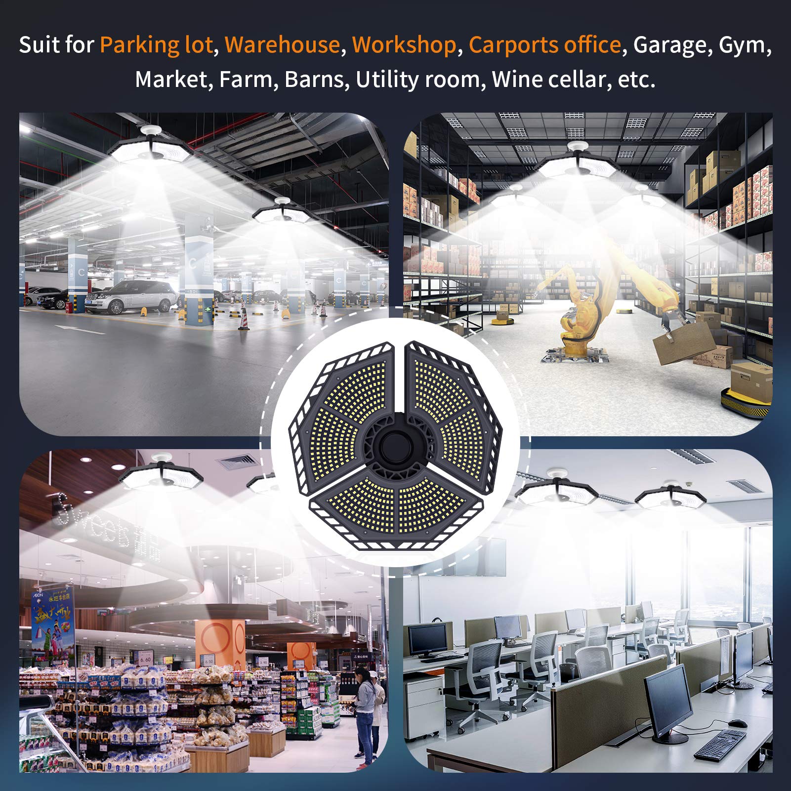 KERNOWO LED Garage Light suits barns, storage rooms, and workshops.