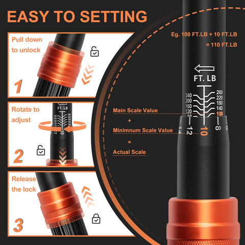 Kerry locking knob allows quick torque preset and secure locks.