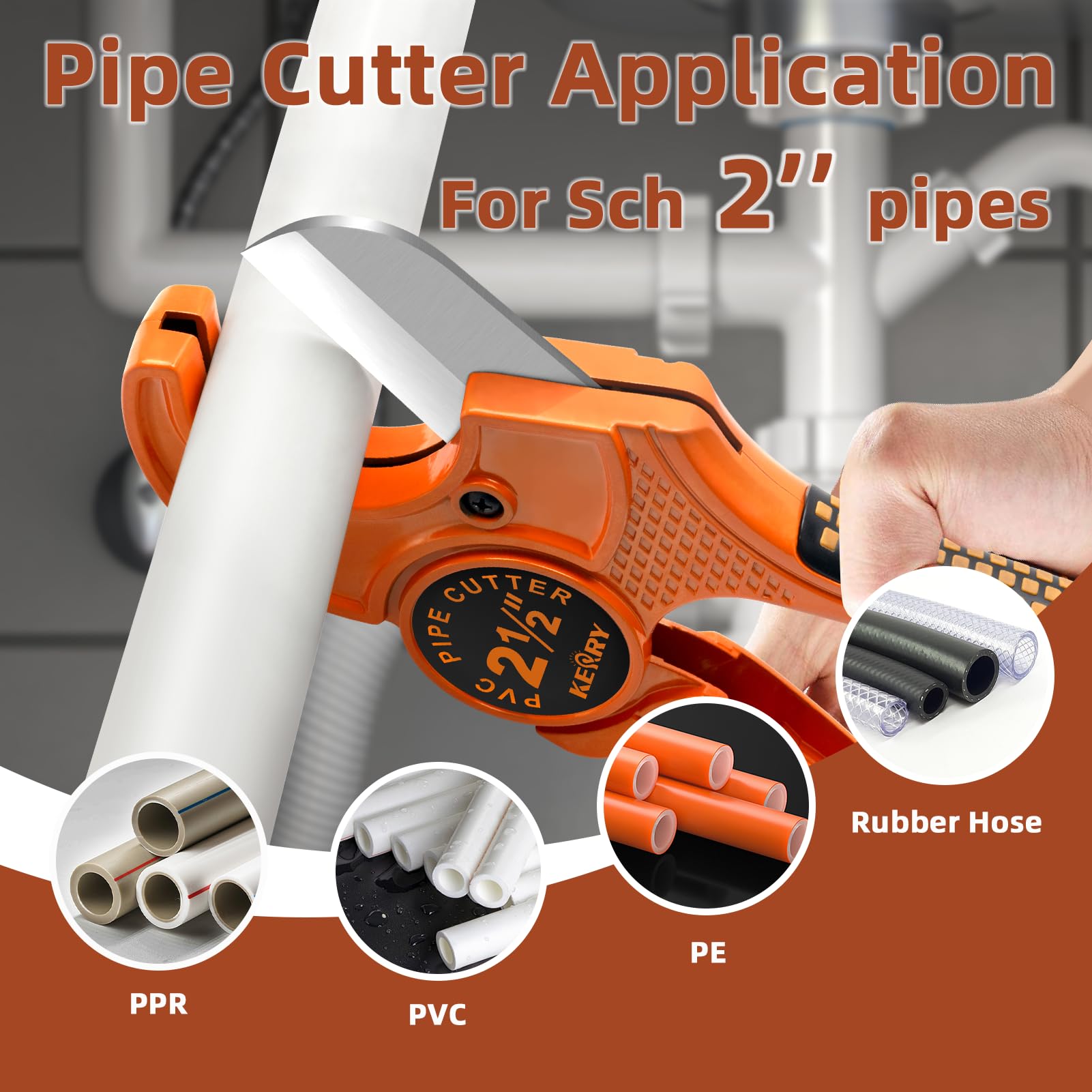 Kerry plastic tube cutting tool features a sturdy aluminum body for enterprise use.