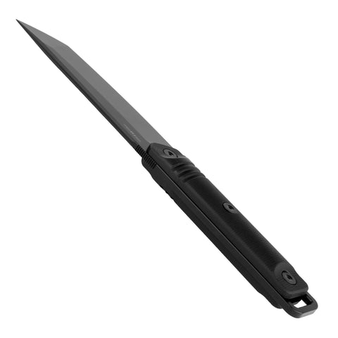 Thick blade stock with saber grind supports chopping and splitting tasks.