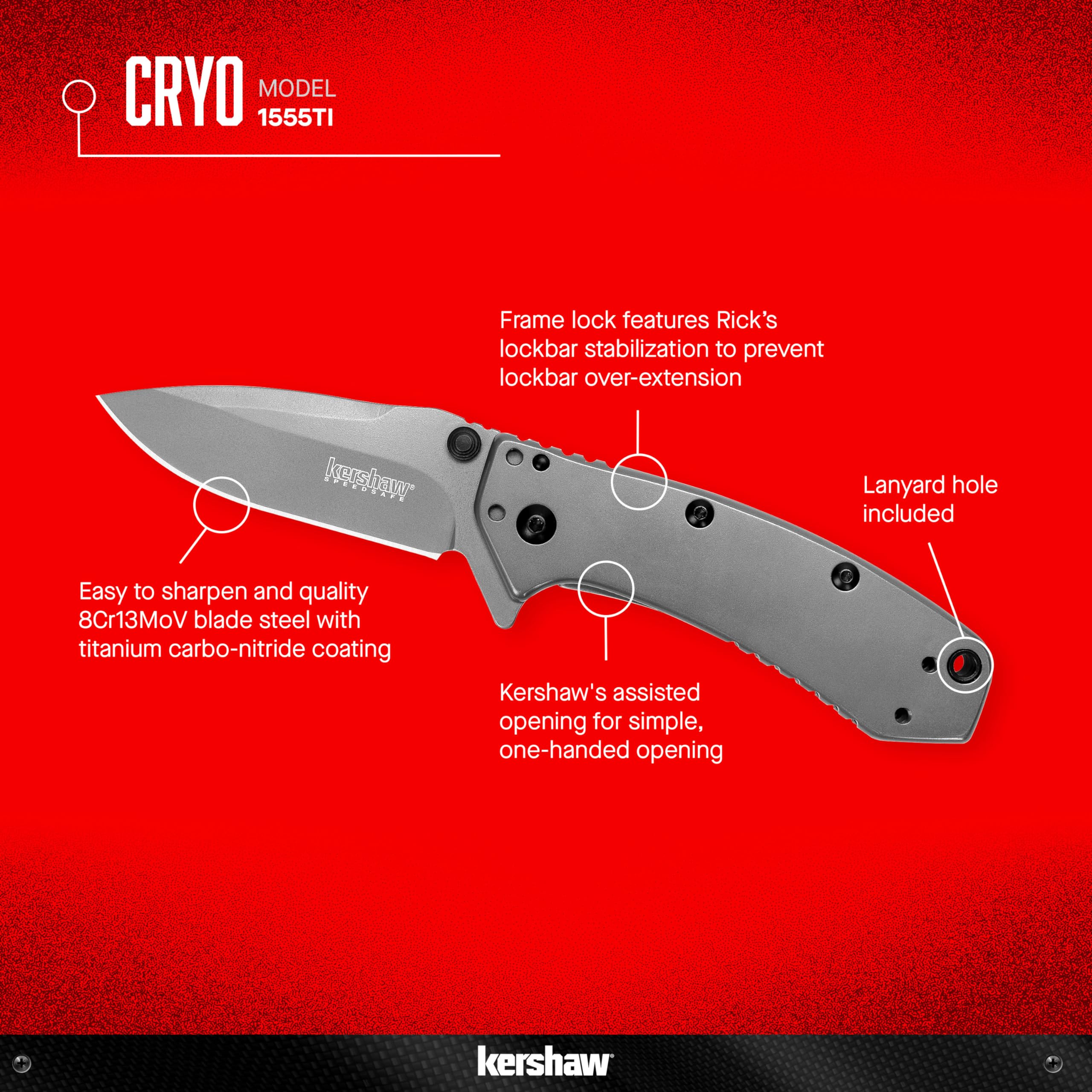 Kershaw Cryo assisted opening for quick blade deployment.