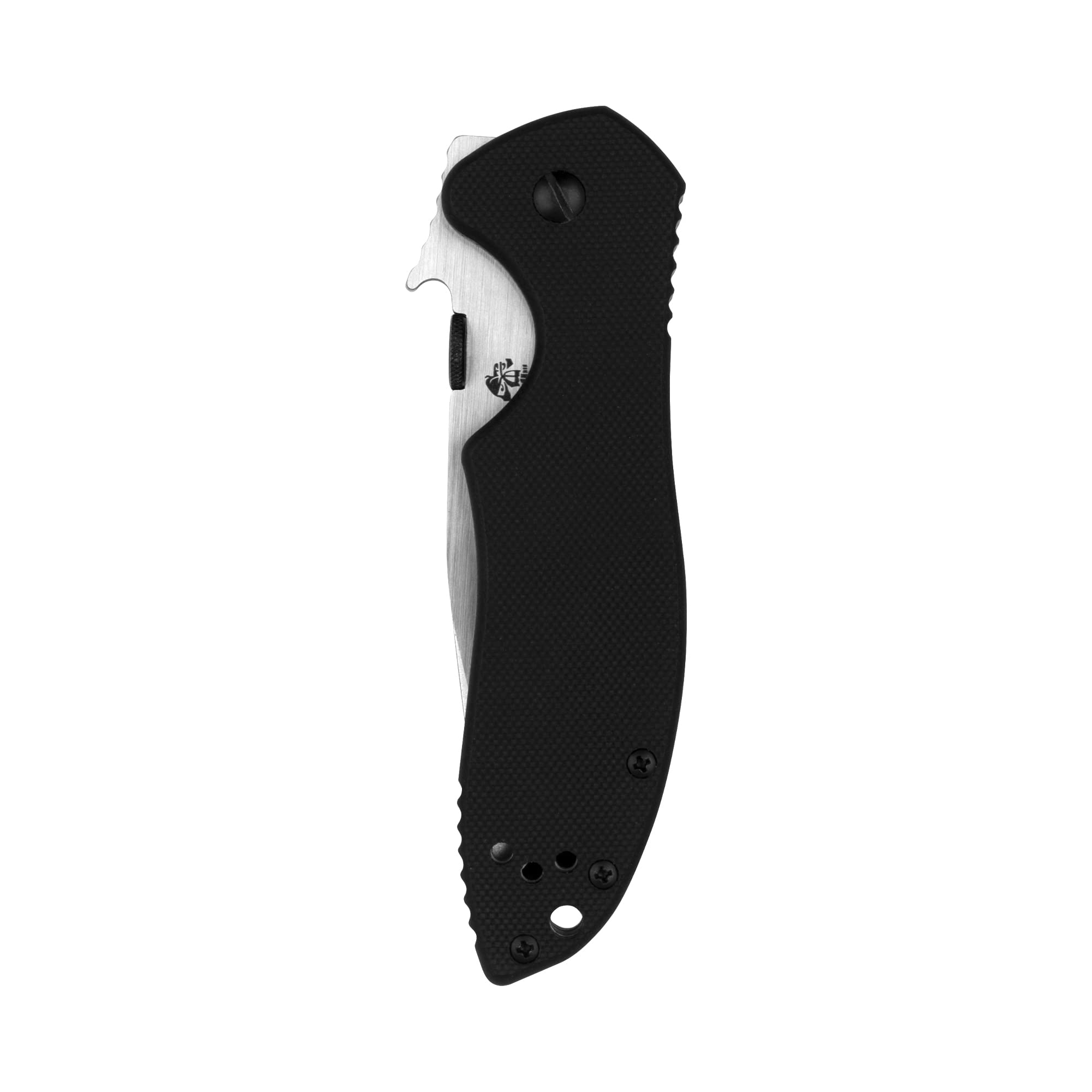 Stainless back with frame lock on the Kershaw Emerson CQC-6K for reliable one-handed use