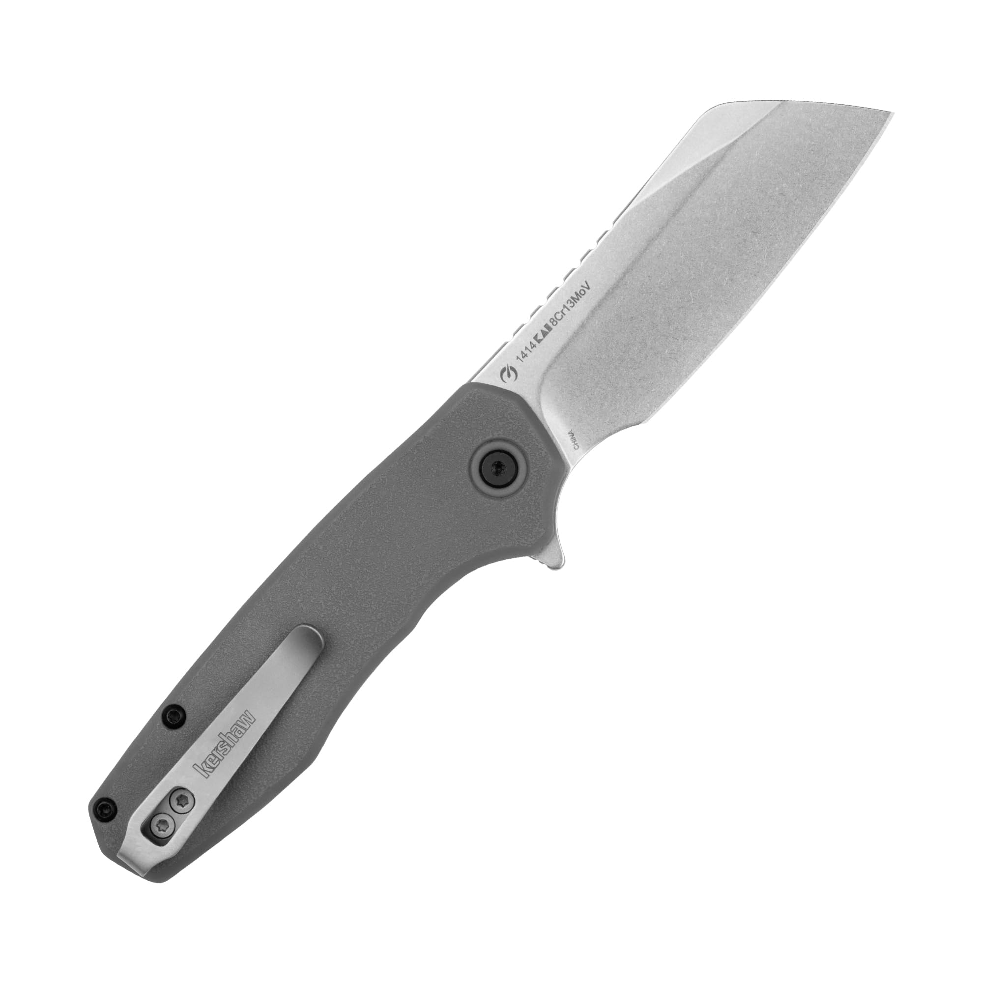 Kershaw Wharf stonewashed blade finish hides scratches and adds style