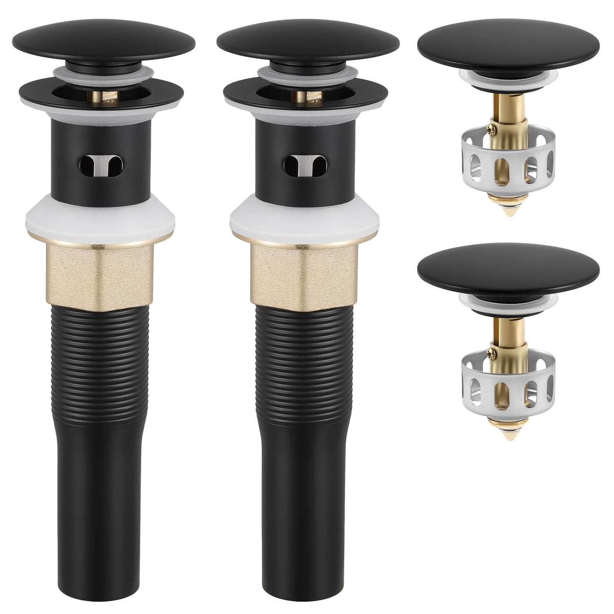 KES all-metal sink drain with overflow in matte black finish for durability