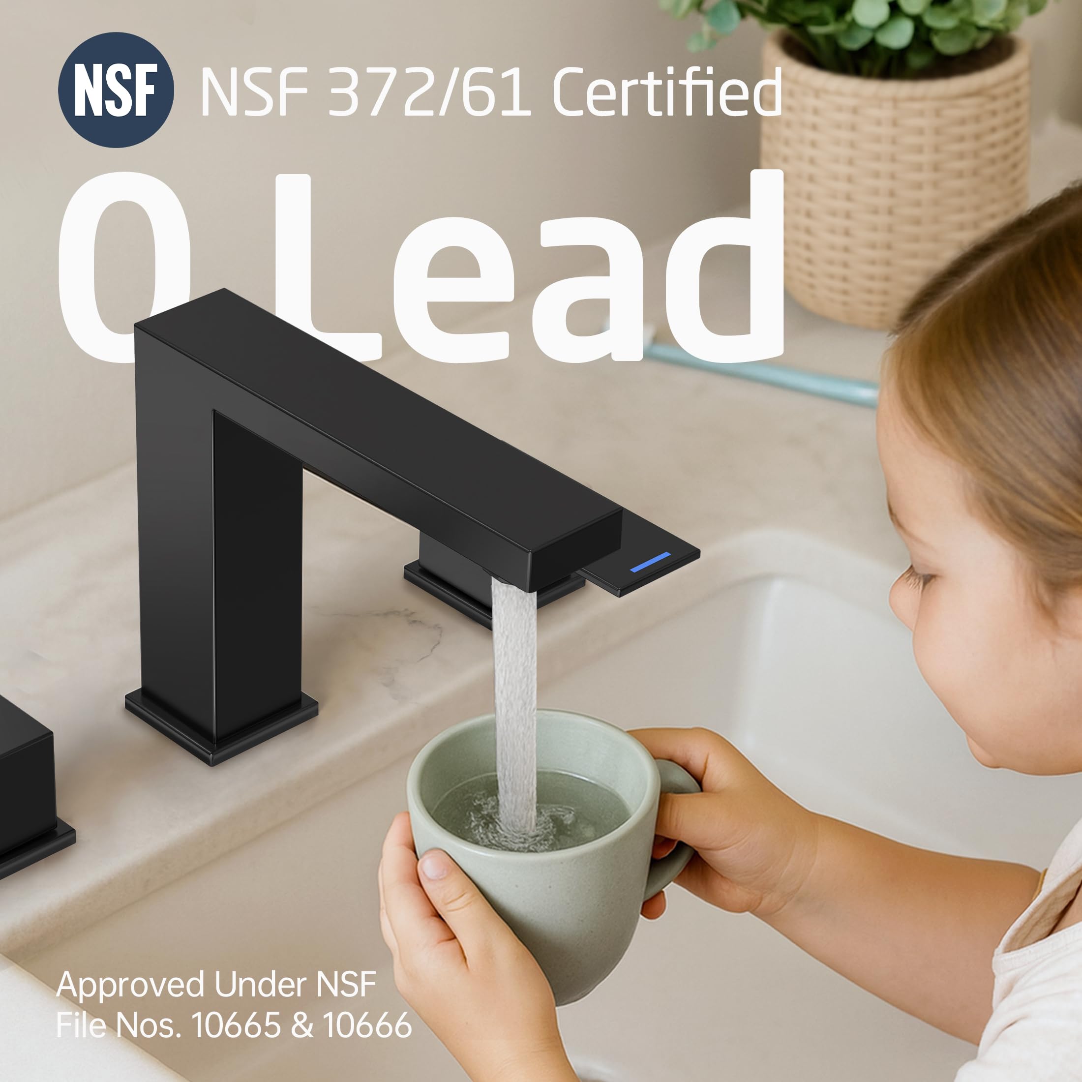 KES All Metal Black faucet finish closeup illustrates rust resistance and premium look.