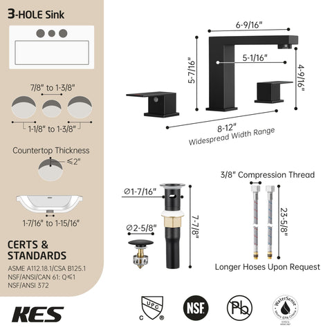 KES All Metal Black faucet in package highlights quick-install components.