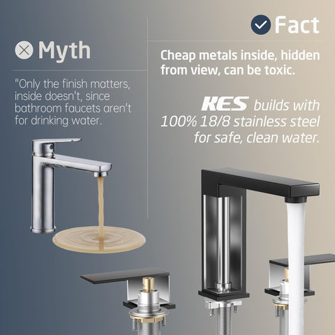 KES All Metal Black faucet pop-up drain demonstrates integrated overflow for convenience.