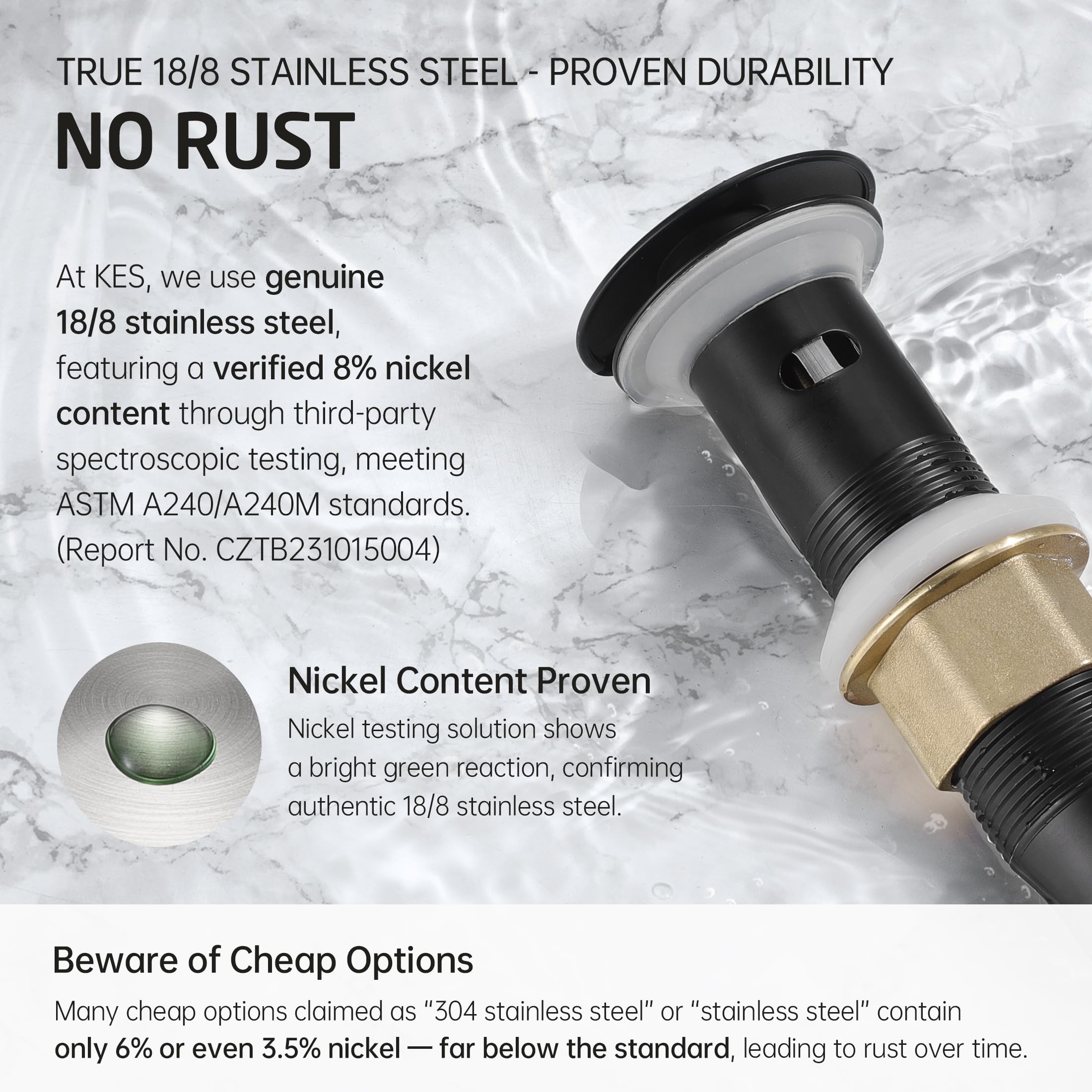 KES anti-clog drain filter traps hair and debris