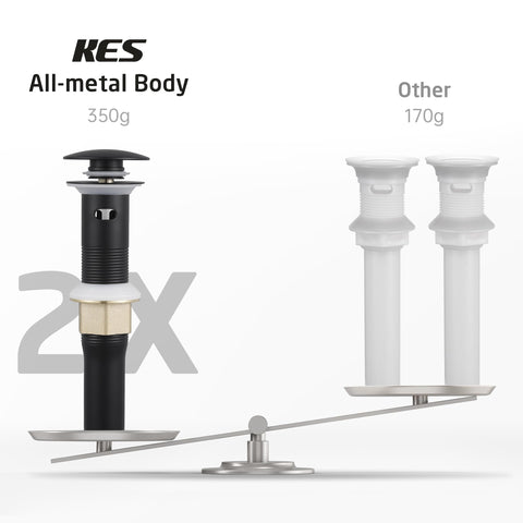 KES brass bolt and stainless spring on metal sink drain for reliability