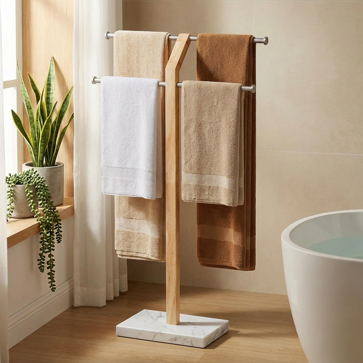 KES BTH800-2 base marble weight anchors wobble-free towel storage.