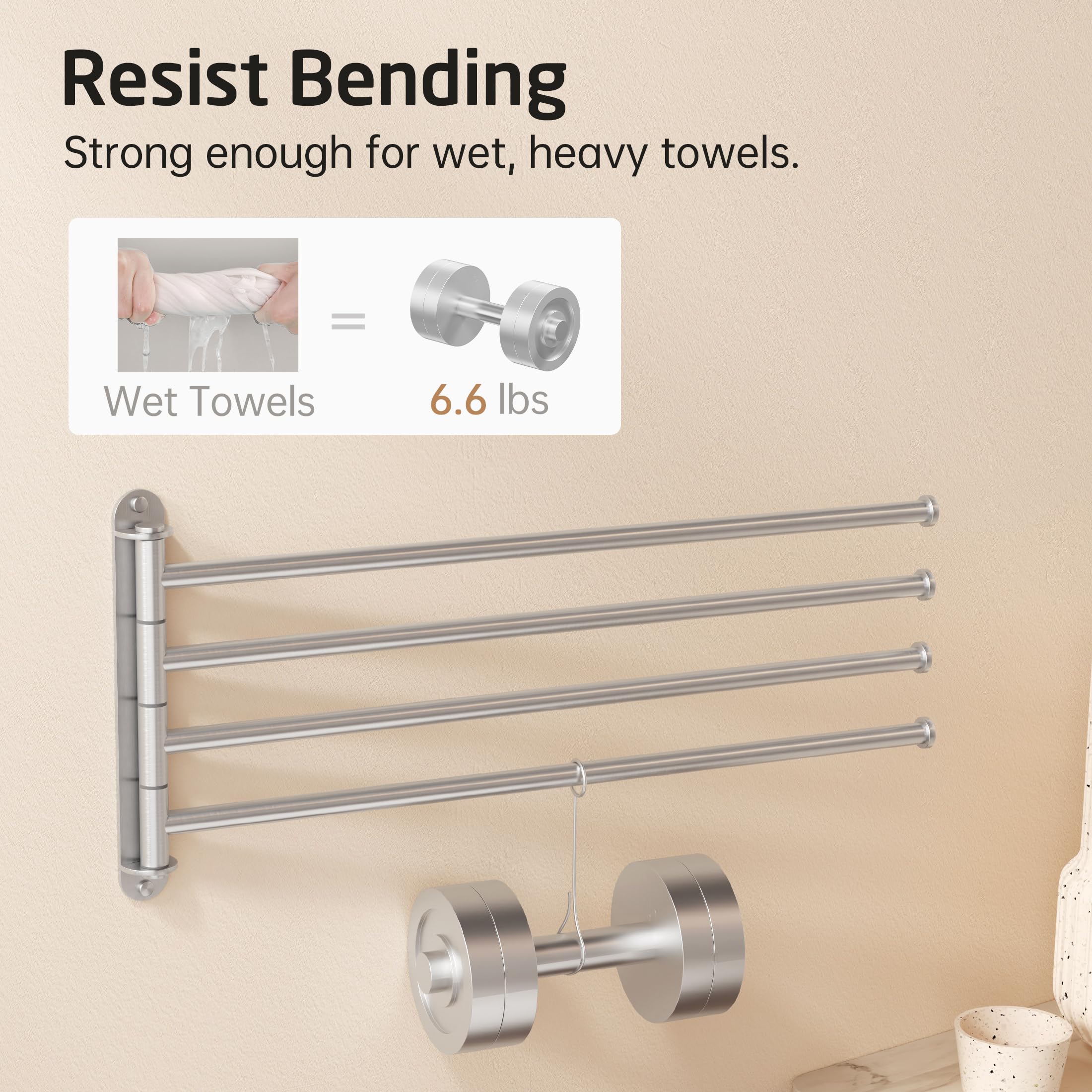 KES extended bars promote fast drying of towels
